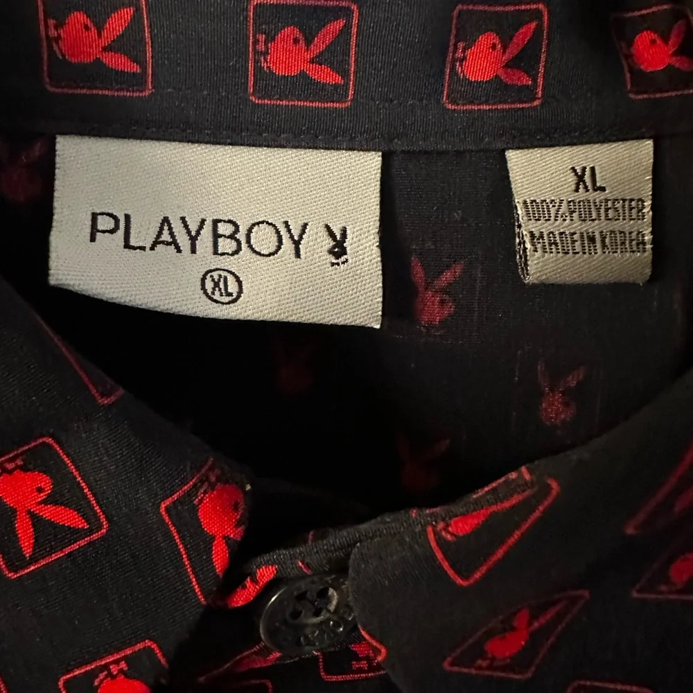 PLAYBOY Black and Red Casual Button Down Shirt - Picture 4 of 4